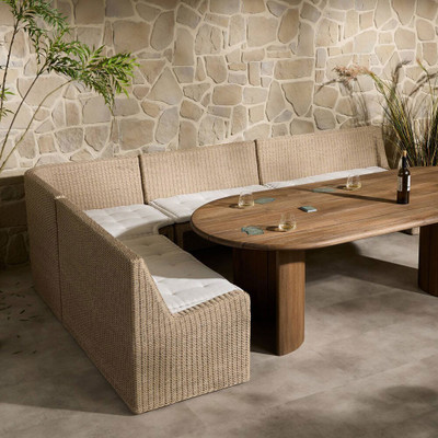 Amber Lewis x Four Hands Senna Outdoor Dining Banquette L-Shape - Left Arm Facing - 144"