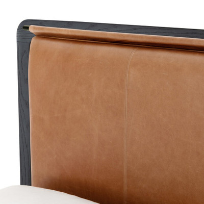 Four Hands Rosedale Bed - Queen - Ebony Oak Veneer+ Chaps Saddle