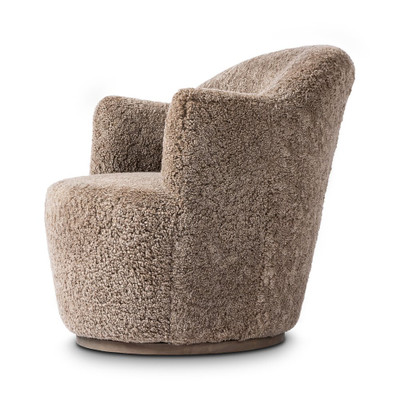 Four Hands Aurora Swivel Chair - Taupe Shearling