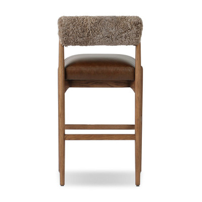 Four Hands Jazelle Bar Stool - Taupe Shearling
