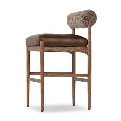 Four Hands Jazelle Bar Stool - Taupe Shearling