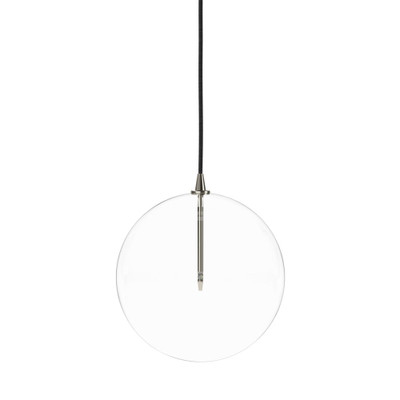 Four Hands Glass Globe Pendant - 11.75" X 11.75" - Polished Nickel - Clear Glass