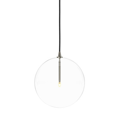 Four Hands Glass Globe Pendant - 11.75" X 11.75" - Polished Nickel - Clear Glass