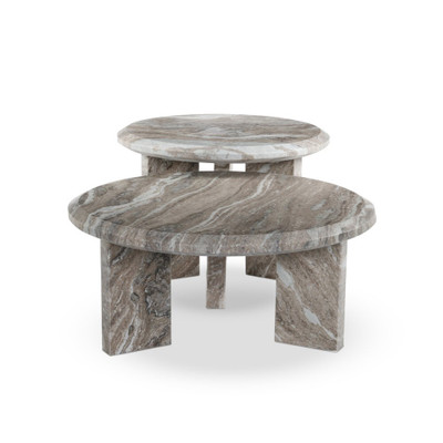Four Hands Dakota Nesting Coffee Tables - Dark Taupe Marble Solid