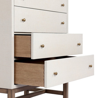 Four Hands Fiona Tall Dresser - Ivory Painted Raffia