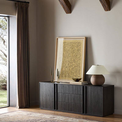 Four Hands Leo Media Console - Smoked Black