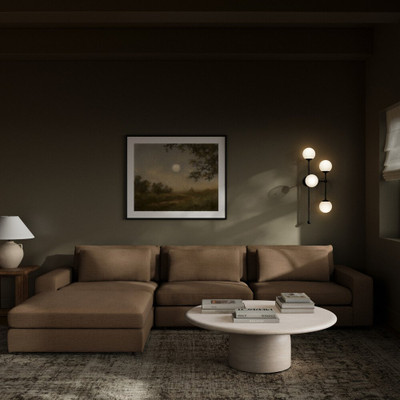 Four Hands Bloor 3-Piece Sectional - Sofa + Ottoman - Crypton Nomad Mushroom