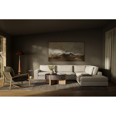 Four Hands Bloor 4-Piece Sectional W/ Ottoman - Left Arm Facing - Savoy Parchment