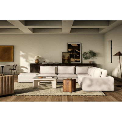 Four Hands Bloor 5-Piece Sectional - Raf Sofa W/ Ottoman - Crypton Nomad Marshmallow