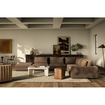 Four Hands Bloor 5-Piece Sectional - Raf Sofa W/ Ottoman - Crypton Nomad Mushroom