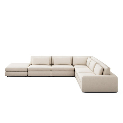 Four Hands Bloor 5-Piece Sectional - Raf Sofa W/ Ottoman - Crypton Nomad Snow