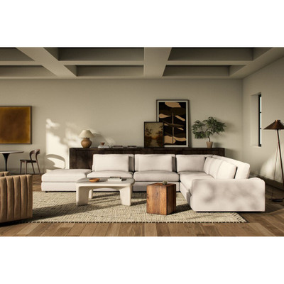Four Hands Bloor 5-Piece Sectional - Raf Sofa W/ Ottoman - Crypton Nomad Snow