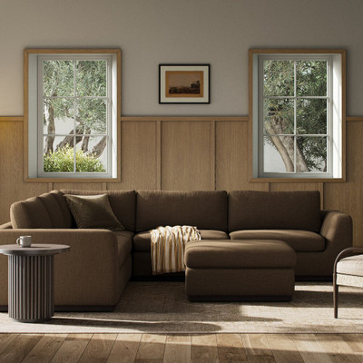 Four Hands Colt 3-Piece Sectional + Ottoman - Crypton Nomad Mushroom