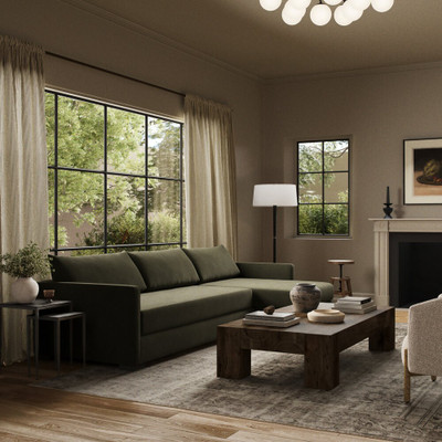 Four Hands Wickham 2-Piece Sleeper Sectional - Right Storage Chaise - Surrey Olive