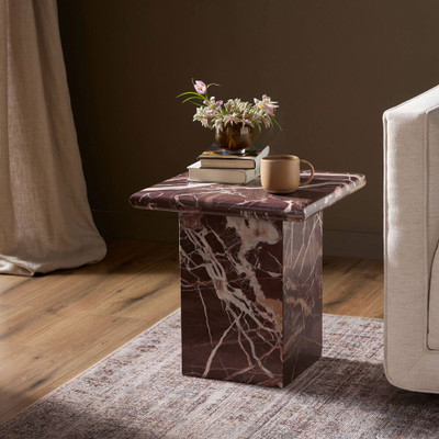 Four Hands Arum End Table - Merlot Marble
