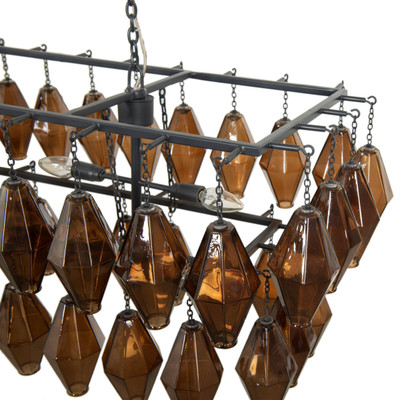 Four Hands Adeline Rectangular Chandelier - Amber Glass