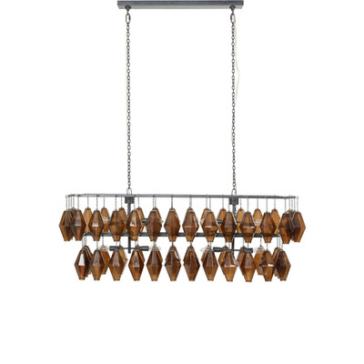 Four Hands Adeline Rectangular Chandelier - Amber Glass