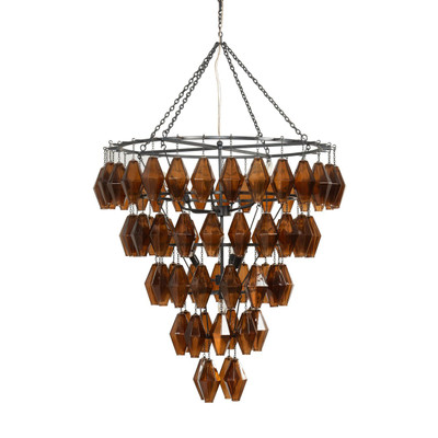 Four Hands Adeline Large Round Chandelier - Amber Glass