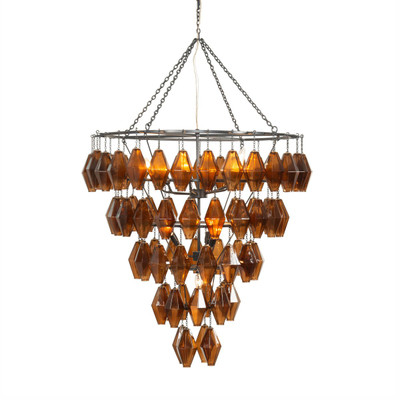 Four Hands Adeline Large Round Chandelier - Amber Glass