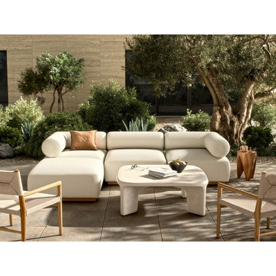 Four Hands Lenox Outdoor 3Pc Sectional w/Ottoman - Washed Brown