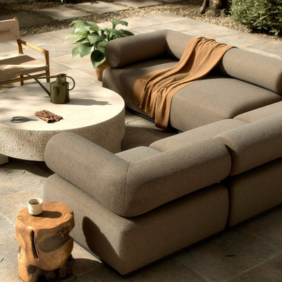 Four Hands Lenox Outdoor 5Pc Sectional - Stained Saddle Brown