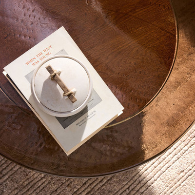Four Hands Shira Coffee Table - Smoked Brown Cast Glass