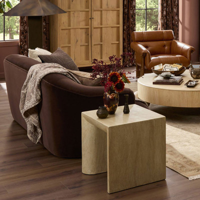Four Hands Brad End Table - Faux Travertine