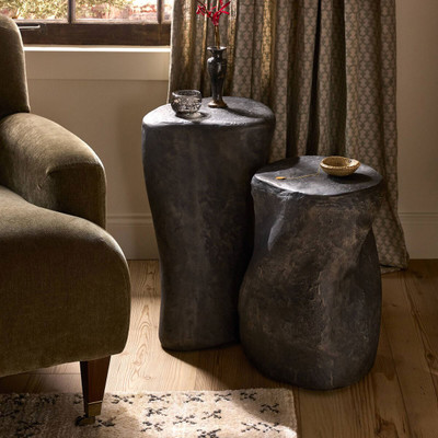Four Hands Bomba Tall End Table - Textured Black Concrete