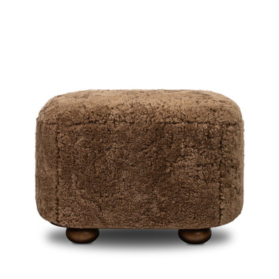 Four Hands Bilbury Oval Ottoman - Amber Shearling