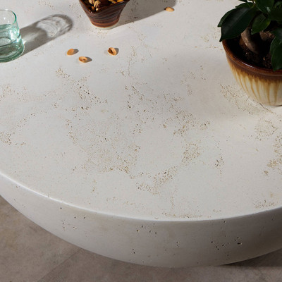 Four Hands Boula Outdoor Coffee Table - Aged White Concrete