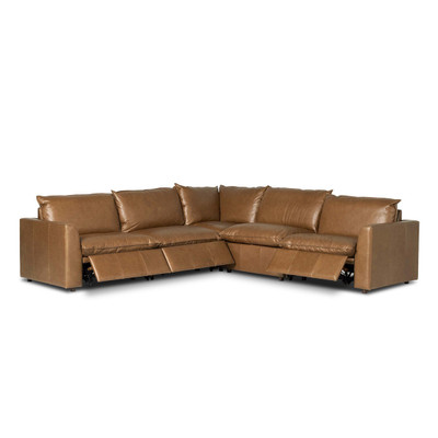 Four Hands Kosa Power Recliner 5Pc Sectional - Sonoma Chestnut