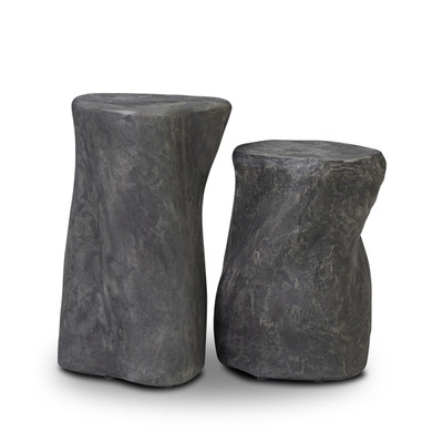 Four Hands Bomba End Table Set - Textured Black Concrete
