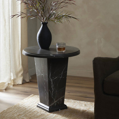 Four Hands Eslo End Table - Marble - Grey Italian Marble