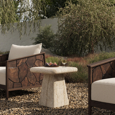 Four Hands Cava Outdoor End Table - Textured Sand Concrete