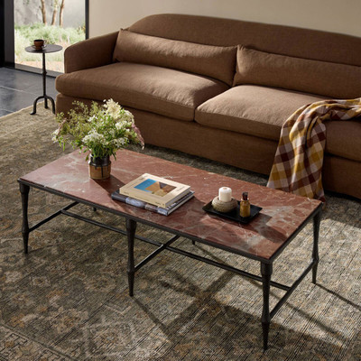 Four Hands Sandra Coffee Table - Smoke and Russet Marble