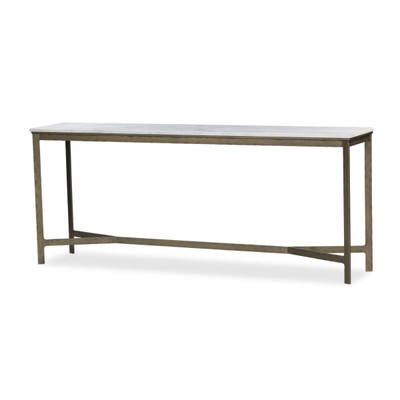 Four Hands Hammered Iron Console Table - White Marble
