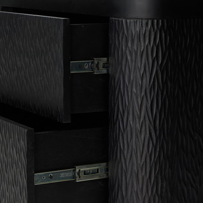 Four Hands Shevall Nightstand - Carved Black Mango