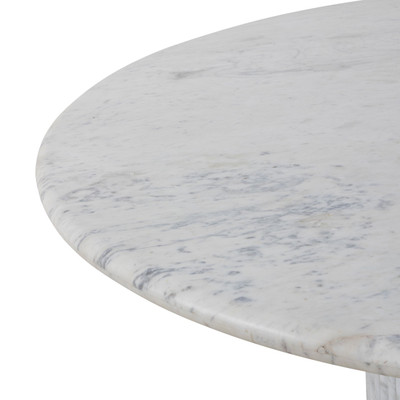 Four Hands Oranda Round Dining Table - 60" - Polished White Marble w/ Sealant