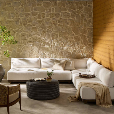 Four Hands Wayford Outdoor 3 Pc Sectional - Vergo Cream
