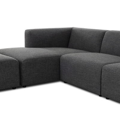 Four Hands Lawndale 3PC LAF Sectional w/ Ottoman - Saxon Charcoal