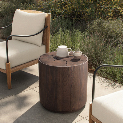 Four Hands Ridge Outdoor End Table - Stained Saddle Brown