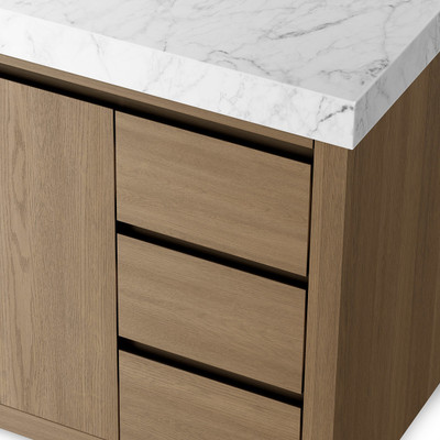 Four Hands Everett Single Wide Vanity - Satin Light Wash Oak