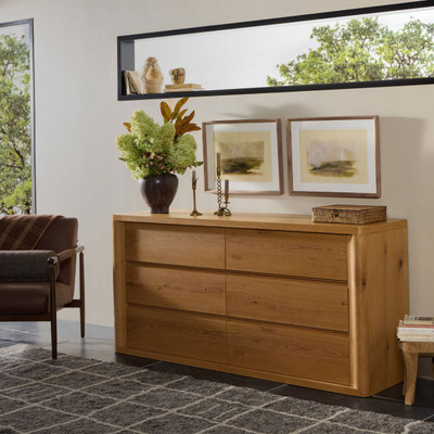 Four Hands Novella 6 Drawer Dresser - Natural Oak Veneer Thick Random