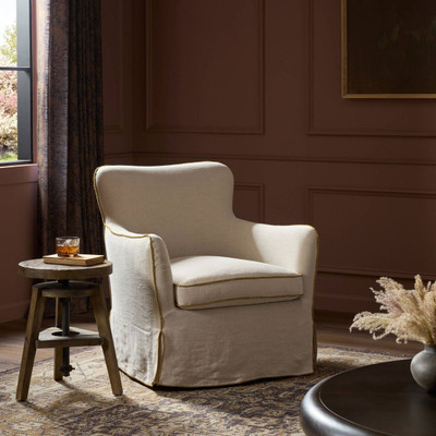 Four Hands Devon Slipcover Swivel Chair - Broadway Dune
