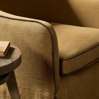 Four Hands Devon Slipcover Swivel Chair - Broadway Gilt
