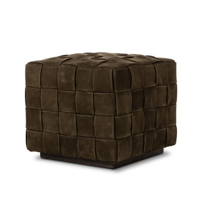 Four Hands Flores Ottoman - Nubuck Olive