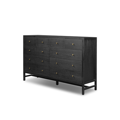 Four Hands Sullivan 10 Drawer Dresser - Brushed Black Acacia Solid