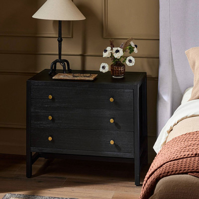 Four Hands Sullivan Nightstand - Brushed Black Acacia Solid