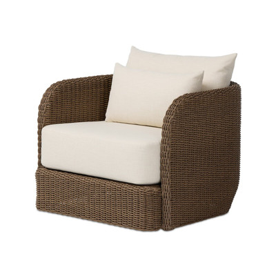 Four Hands Corrigan Outdoor Swivel Chair - Dark Textured Woven