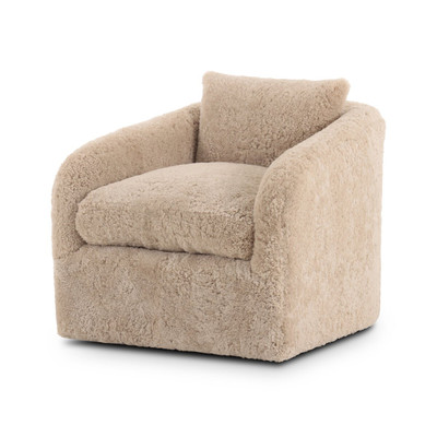 Four Hands Topanga Swivel Chair - Beige Shearling